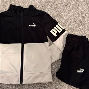 Baby Puma Two-Tone Black and Cream Jacket Set